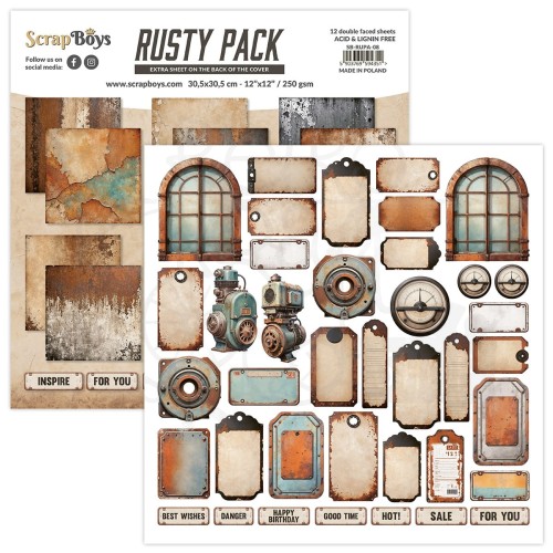 Zestaw papierów do scrapbookingu 30x30 Rusty Pack 08 ScrapBoys