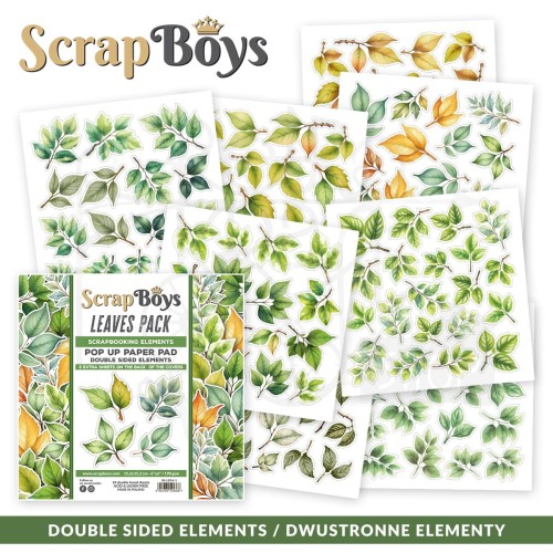Zestaw papierów 15x15 z elementami do wycięcia Pop Up Paper Pad Leaves Pack ScrapBoys
