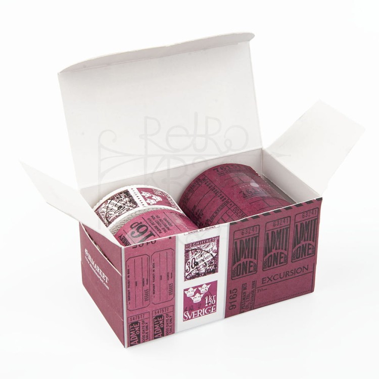 Ozdoby papierowe na rolce Vintage Bits Ticket Essentials Plum 3 rolki VB-37452 49 and Market