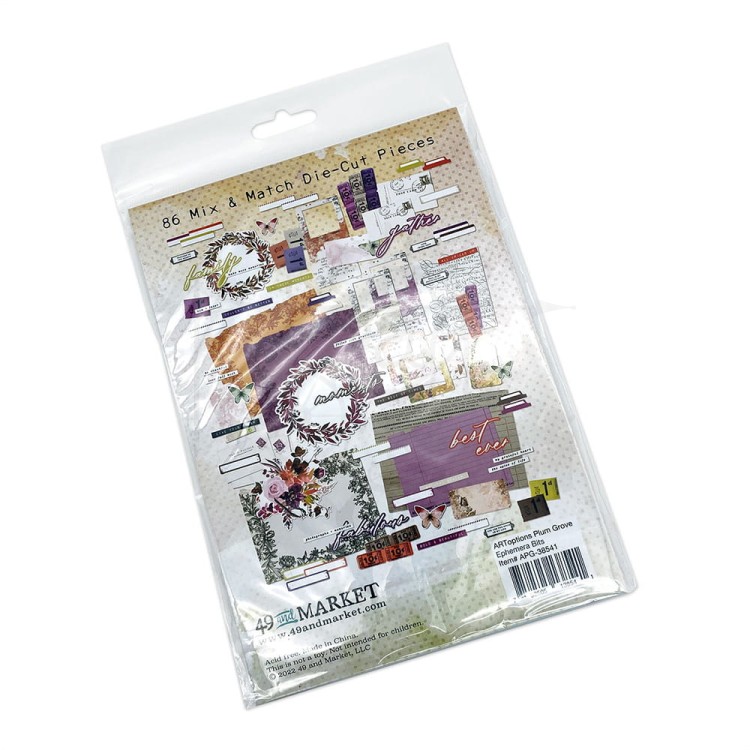 Ozdoby papierowe ARToptions Plum Grove - Ephemera Bits 86 sztuk APG-38541 49 and Market