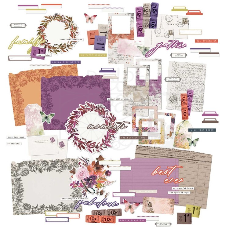 Ozdoby papierowe ARToptions Plum Grove - Ephemera Bits 86 sztuk APG-38541 49 and Market