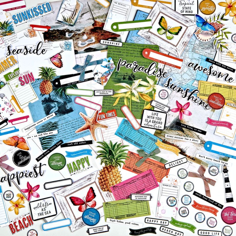 Ozdoby tekturowe die-cuts Vintage Artistry Sunburst Ephemera Bits 123 sztuki SUN-24760 49 and Market