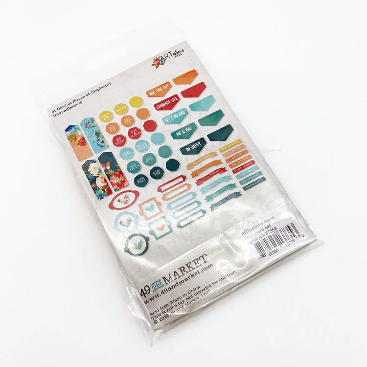 Ozdoby tekturowe die-cuts ARToptions Alena - Chipboard Set 61 sztuk AA-37353 49 and Market