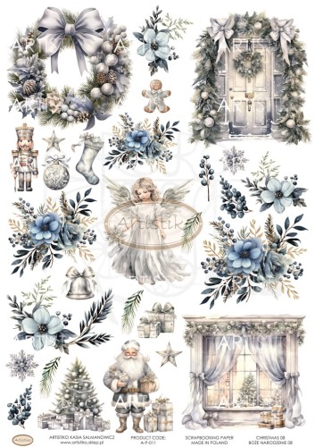 Papier do scrapbookingu A4 dodatki do wycinania Boże Narodzenie 08 A-P-011 Artistiko