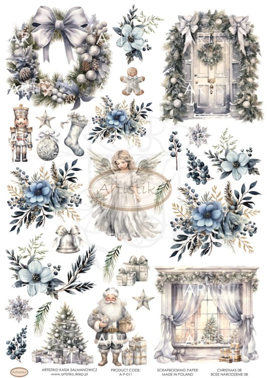 Papier do scrapbookingu A4 dodatki do wycinania Boże Narodzenie 08 A-P-011 Artistiko