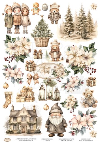 Papier do scrapbookingu A4 dodatki do wycinania Boże Narodzenie 07 A-P-010 Artistiko