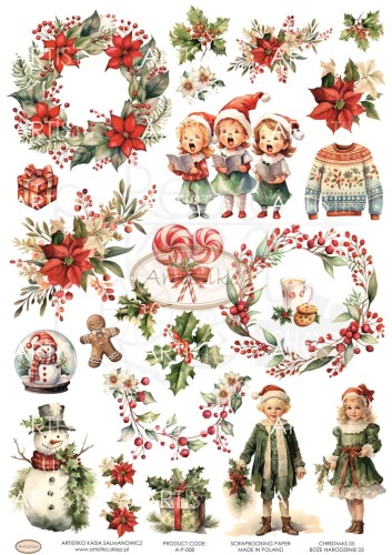 Papier do scrapbookingu A4 dodatki do wycinania Boże Narodzenie 05 A-P-008 Artistiko