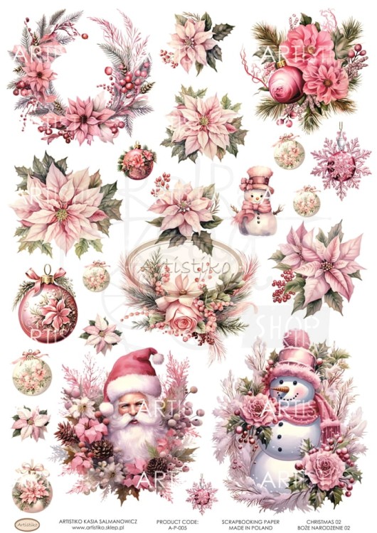 Papier do scrapbookingu A4 dodatki do wycinania Boże Narodzenie 02 A-P-005 Artistiko