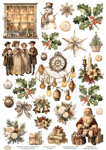 Papier do scrapbookingu A4 dodatki do wycinania Boże Narodzenie 01 A-P-004 Artistiko