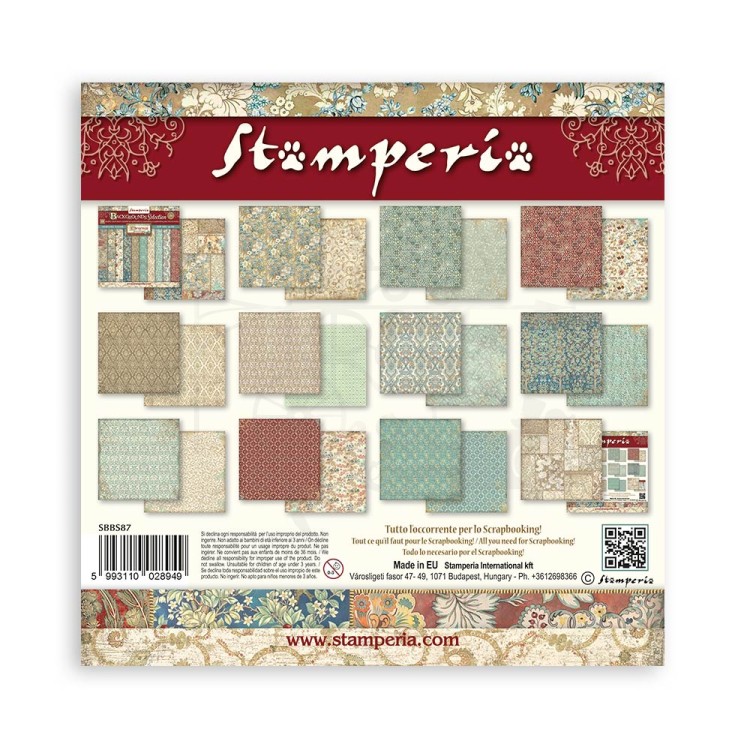 Zestaw papierów do scrapbookingu 20x20 Christmas Greetings Backgrounds Tła SBBS87 Stamperia