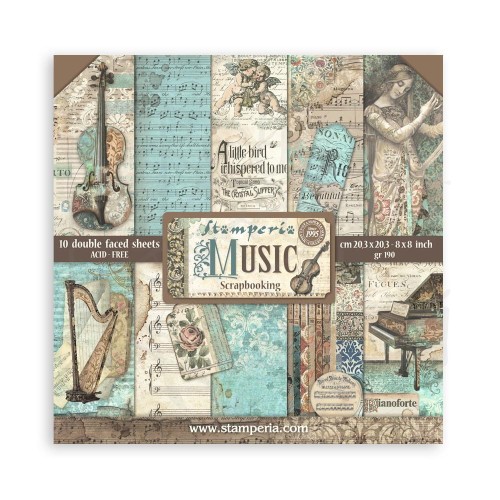 Zestaw papierów do scrapbookingu 20x20 Music SBBS118 Stamperia