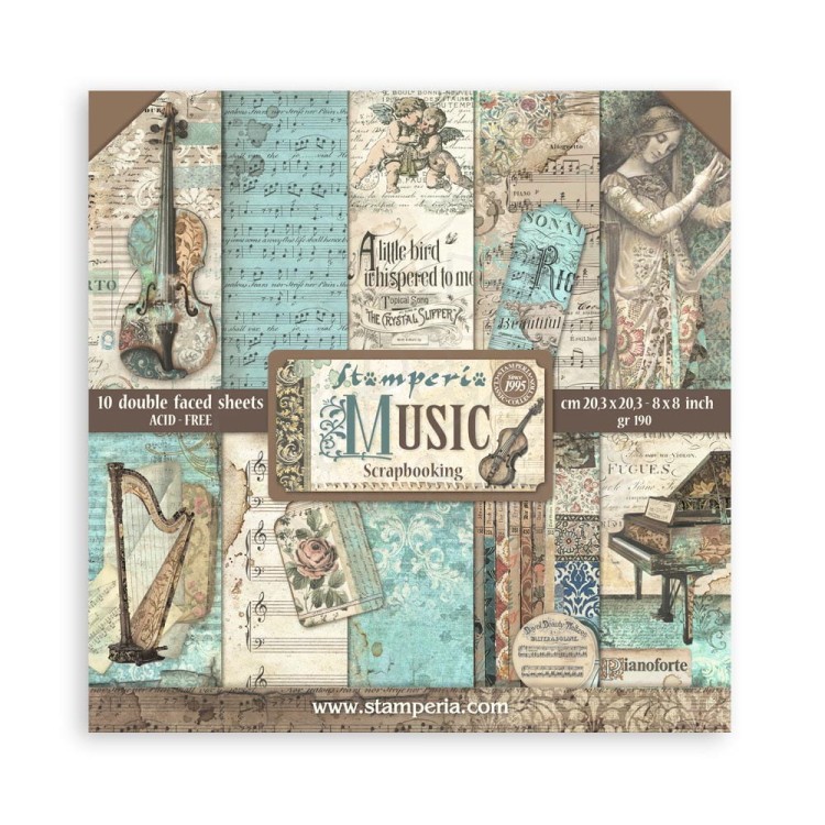 Zestaw papierów do scrapbookingu 20x20 Music SBBS118 Stamperia