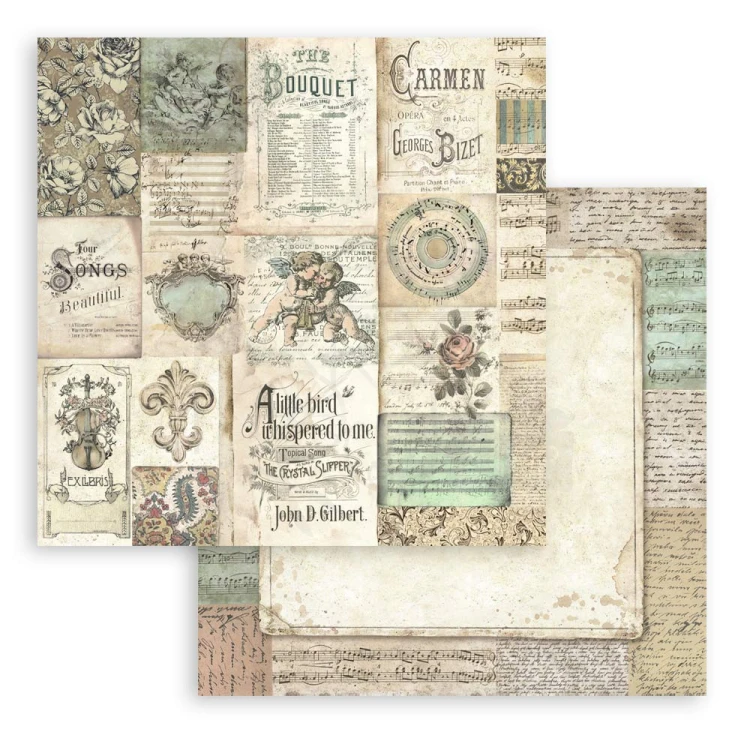 Zestaw papierów do scrapbookingu 20x20 Music SBBS118 Stamperia