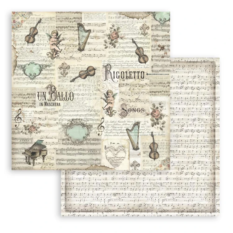 Zestaw papierów do scrapbookingu 20x20 Music SBBS118 Stamperia