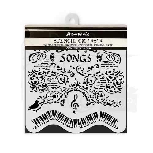 Szablon maska 18x18cm Music Songs &amp; piano KSTDQ119 Stamperia
