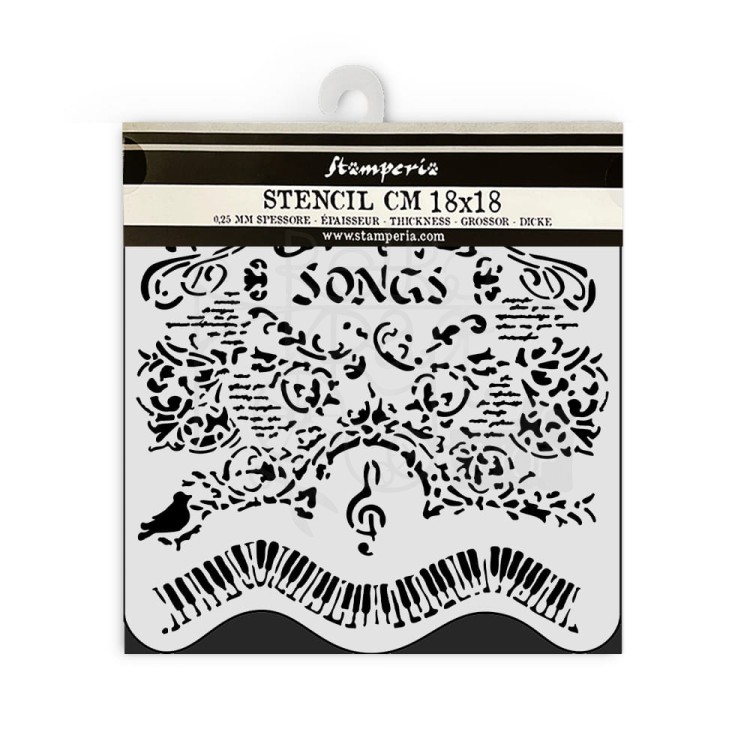 Szablon maska 18x18cm Music Songs &amp; piano KSTDQ119 Stamperia