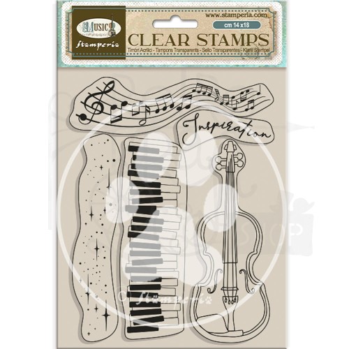 Stempel akrylowy 14x18cm Music Wiolonczela WTK204 Stamperia