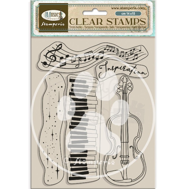 Stempel akrylowy 14x18cm Music Wiolonczela WTK204 Stamperia