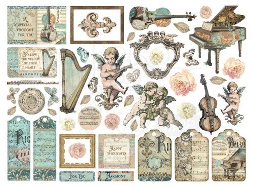 Ozdoby kształty tekturowe Die Cuts Music DFLDC108 Stamperia