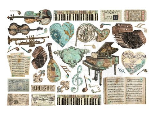 Ozdoby papierowe samoprzylepne Ephemera Music DFLCT56 Stamperia