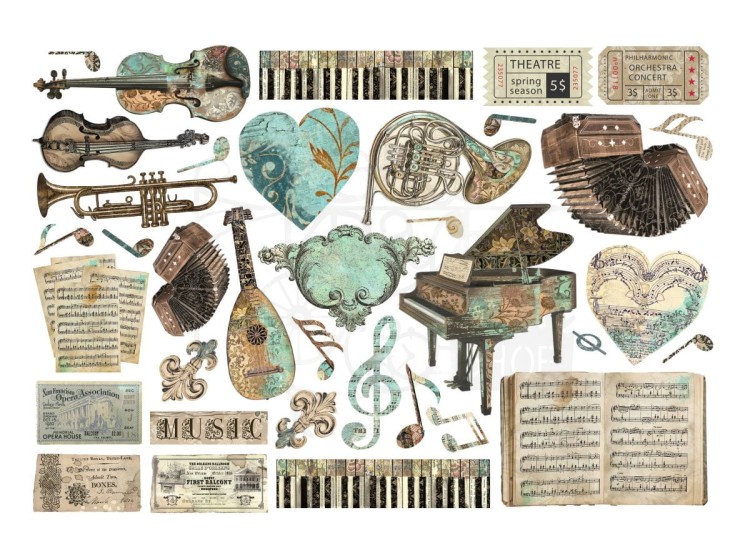 Ozdoby papierowe samoprzylepne Ephemera Music DFLCT56 Stamperia