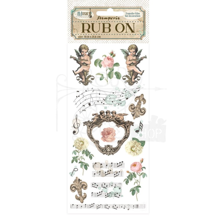 Rub-on transfer 10x21.6cm Music Anioły DFLRB125 Stamperia