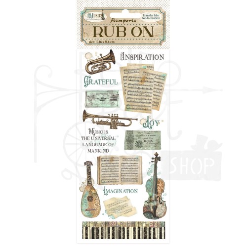 Rub-on transfer 10x21.6cm Music Instrumenty DFLRB124 Stamperia