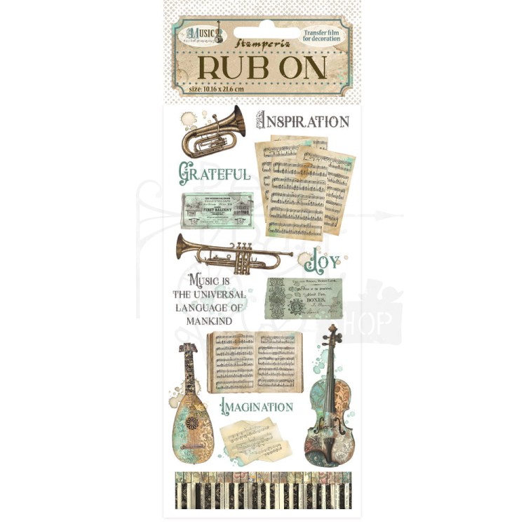 Rub-on transfer 10x21.6cm Music Instrumenty DFLRB124 Stamperia
