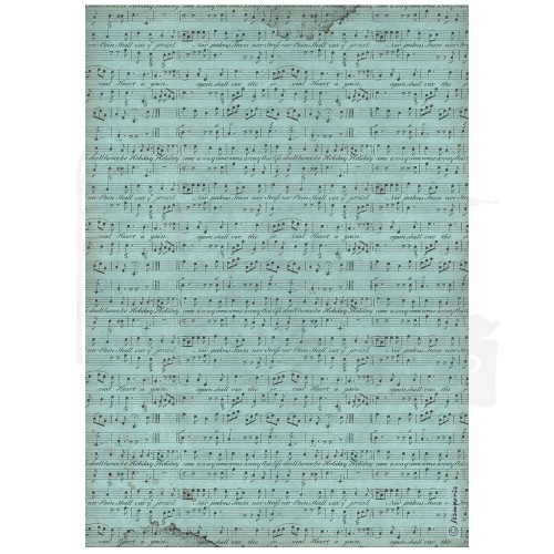 Papier ryżowy do decoupage A4 Music Niebieskie nutki DFSA4967 Stamperia