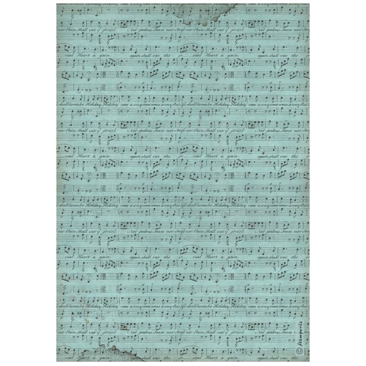 Papier ryżowy do decoupage A4 Music Niebieskie nutki DFSA4967 Stamperia