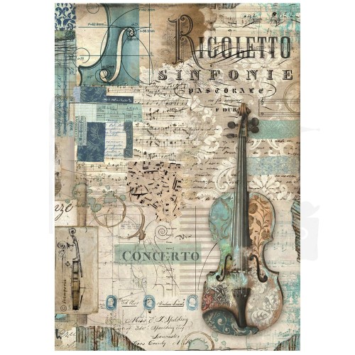Papier ryżowy do decoupage A4 Music Wiolonczela DFSA4965 Stamperia