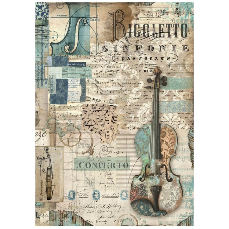 Papier ryżowy do decoupage A4 Music Wiolonczela DFSA4965 Stamperia