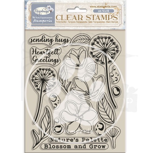 Stempel akrylowy 14x18cm Dewdrops Kwiaty WTK207 Stamperia