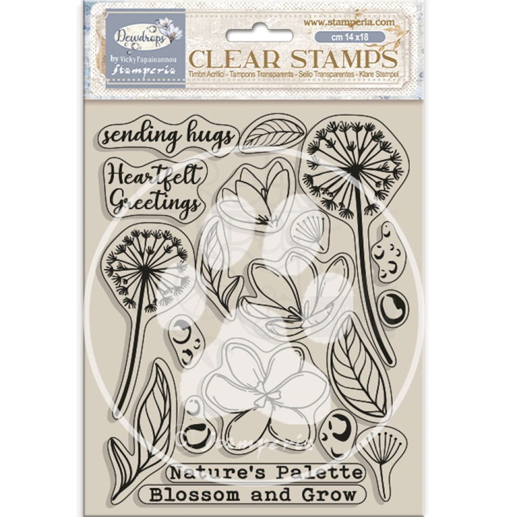 Stempel akrylowy 14x18cm Dewdrops Kwiaty WTK207 Stamperia