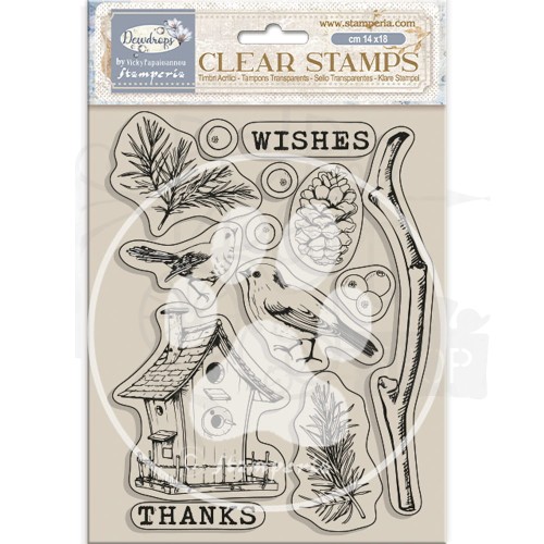 Stempel akrylowy 14x18cm Dewdrops Ptasie trele WTK206 Stamperia