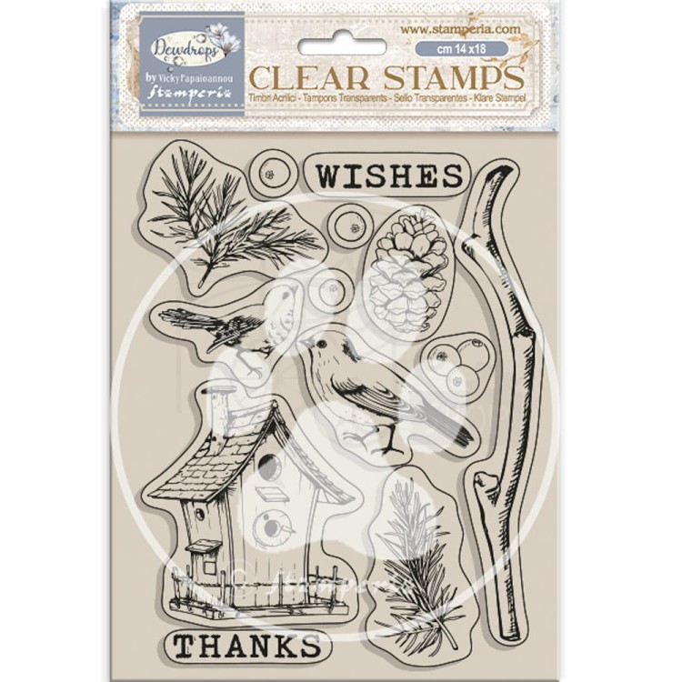 Stempel akrylowy 14x18cm Dewdrops Ptasie trele WTK206 Stamperia