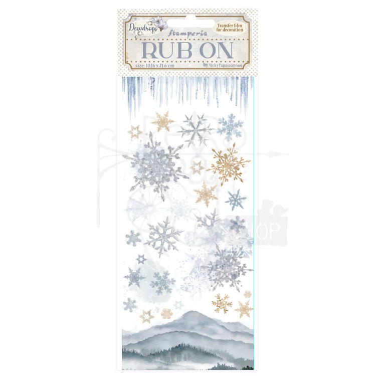 Rub-on transfer 10x21.6cm Dewdrops Śnieżynki DFLRB128 Stamperia