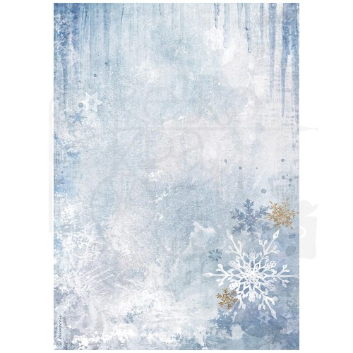 Papier ryżowy do decoupage A4 Dewdrops Błękitna śnieżynka DFSA4972 Stamperia