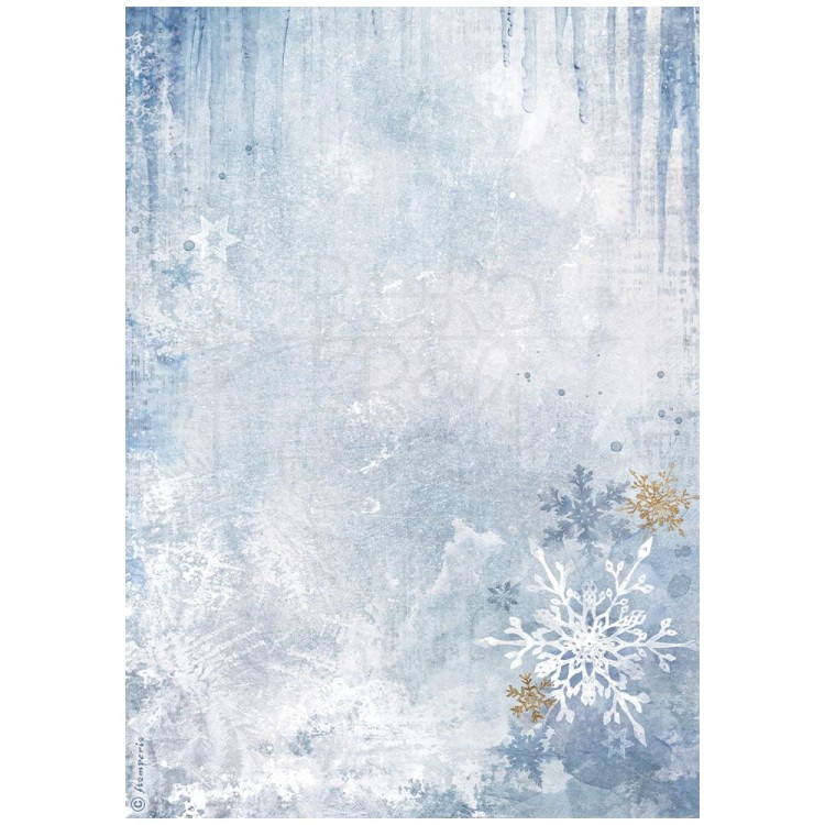 Papier ryżowy do decoupage A4 Dewdrops Błękitna śnieżynka DFSA4972 Stamperia