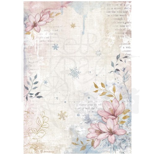 Papier ryżowy do decoupage A4 Dewdrops Kwiatowy narożnik DFSA4970 Stamperia