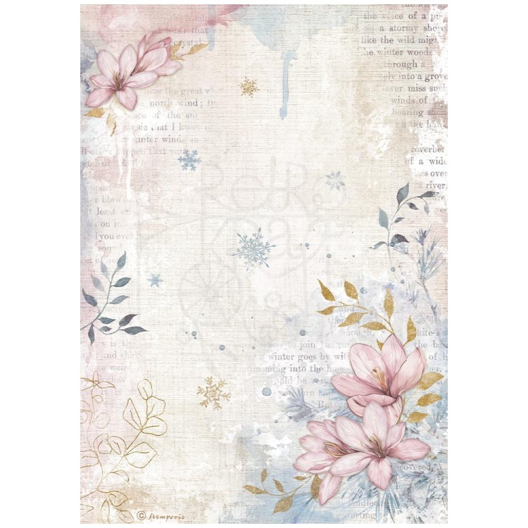Papier ryżowy do decoupage A4 Dewdrops Kwiatowy narożnik DFSA4970 Stamperia