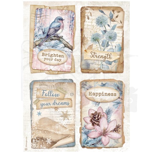 Papier ryżowy do decoupage A4 Dewdrops 4 karty DFSA4969 Stamperia