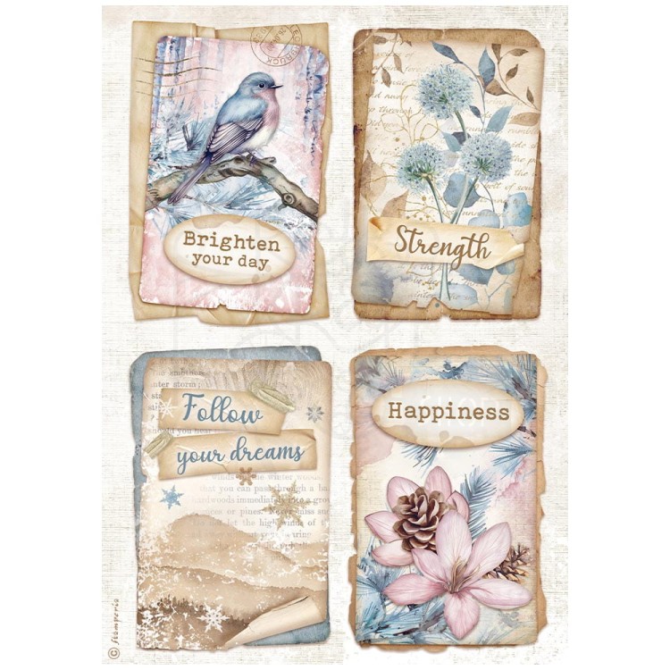 Papier ryżowy do decoupage A4 Dewdrops 4 karty DFSA4969 Stamperia