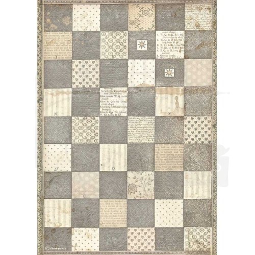 Papier ryżowy do decoupage A4 Alice Szachownica DFSA4605 Stamperia
