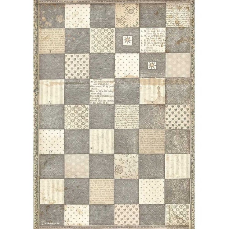 Papier ryżowy do decoupage A4 Alice Szachownica DFSA4605 Stamperia