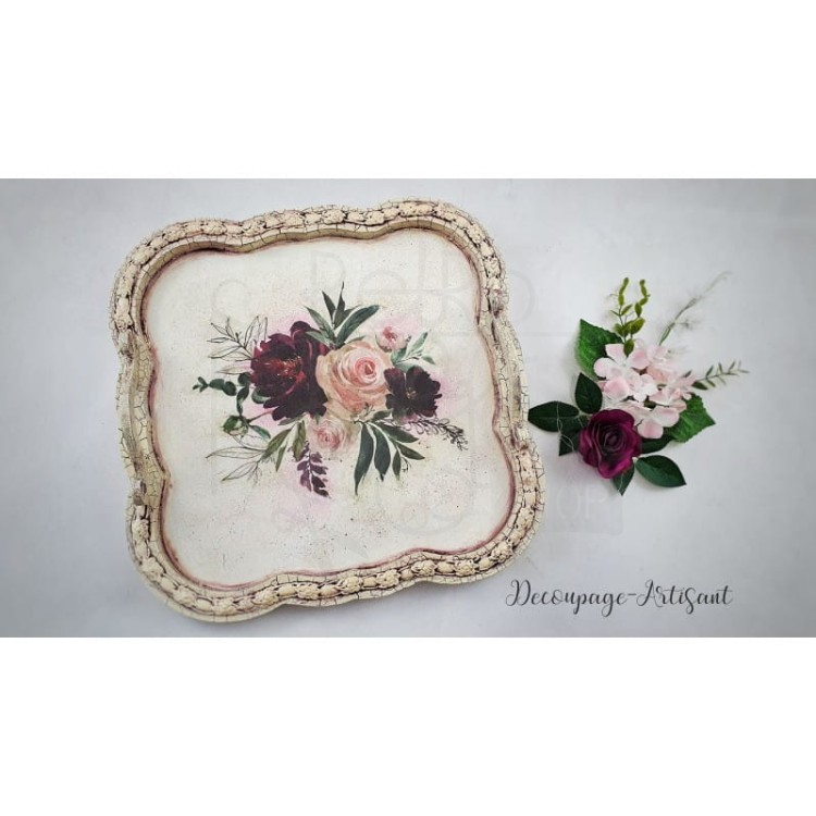 Papier ryżowy 30x30cm Kwiaty bukiety akwarela 3 WFC008 Cadence