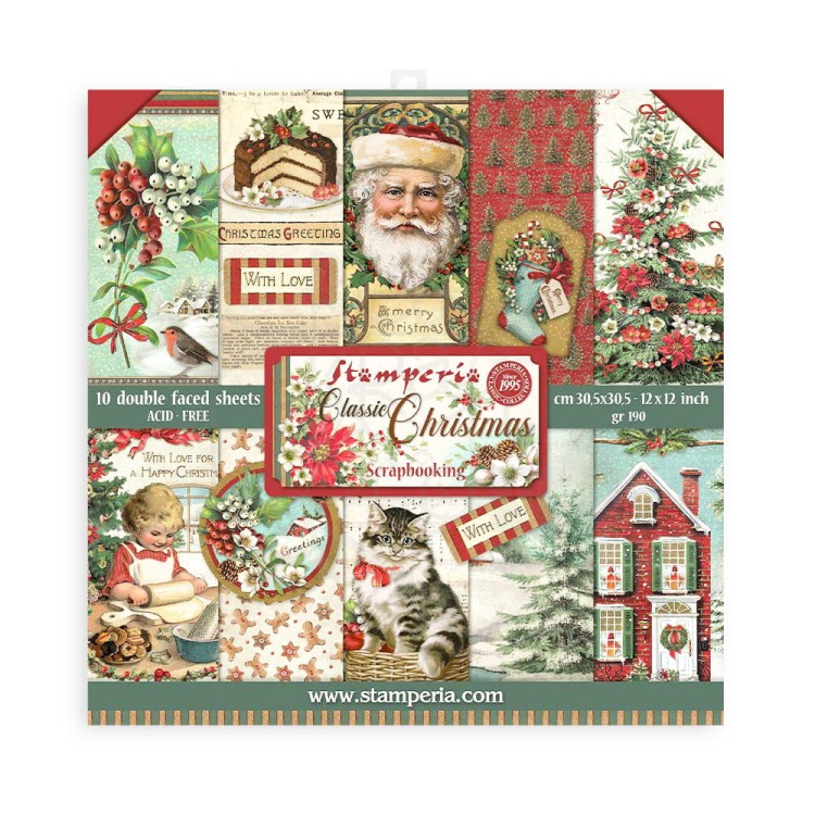 Zestaw papierów do scrapbookingu 30x30 Classic Christmas SBBL74 Stamperia