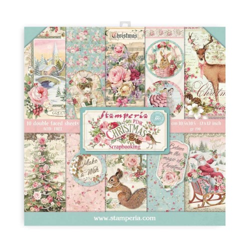 Zestaw papierów do scrapbookingu 30x30 Pink Christmas SBBL73 Stamperia
