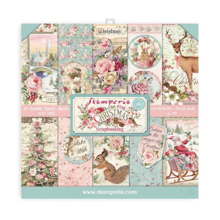 Zestaw papierów do scrapbookingu 30x30 Pink Christmas SBBL73 Stamperia