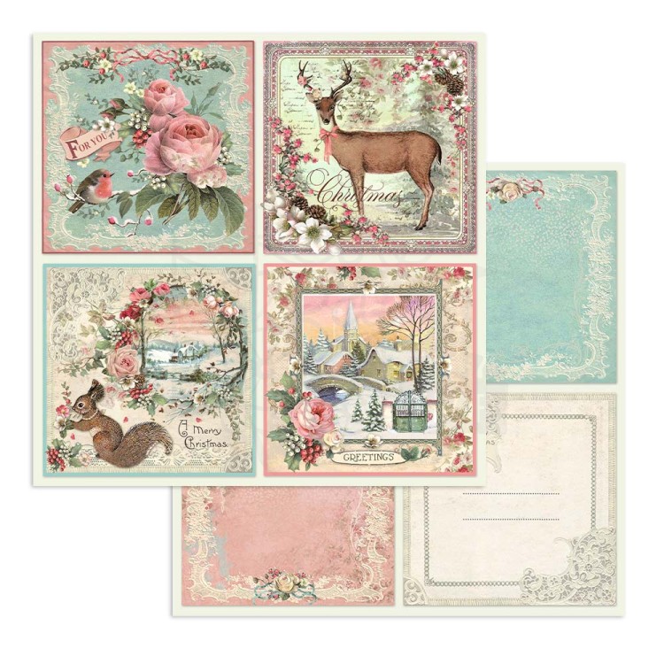 Zestaw papierów do scrapbookingu 30x30 Pink Christmas SBBL73 Stamperia